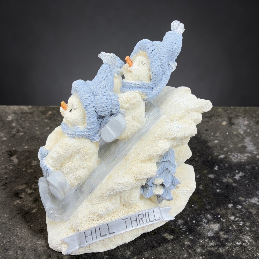 Snow Buddies Hill Thrill Figurine Encore‎ Group Series 2000 Snowmen Sledding VTG